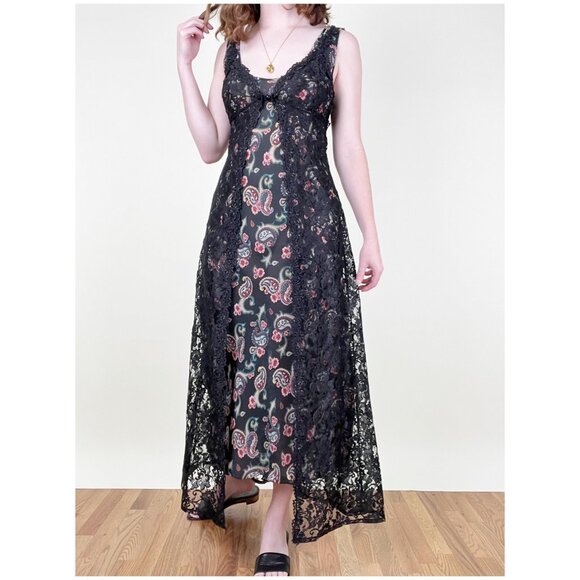 Vintage Black Floral Lace Duster - Picture 7 of 9